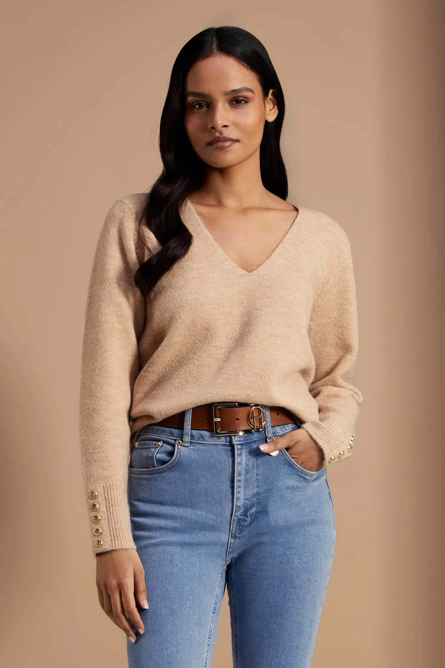 Berkeley V-Neck Knit (Camel)