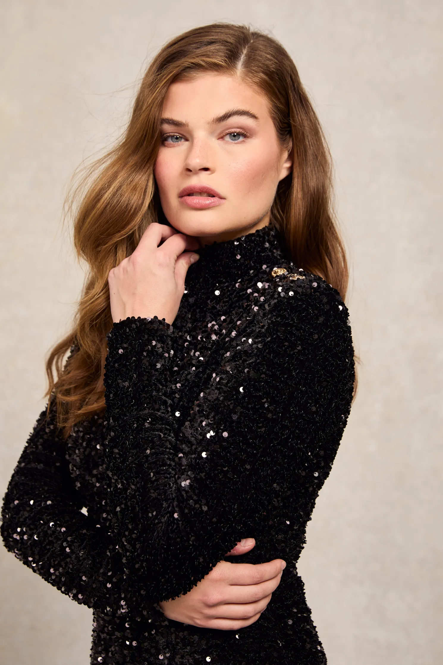 Cara Sequin Maxi Dress (Black Sequin)