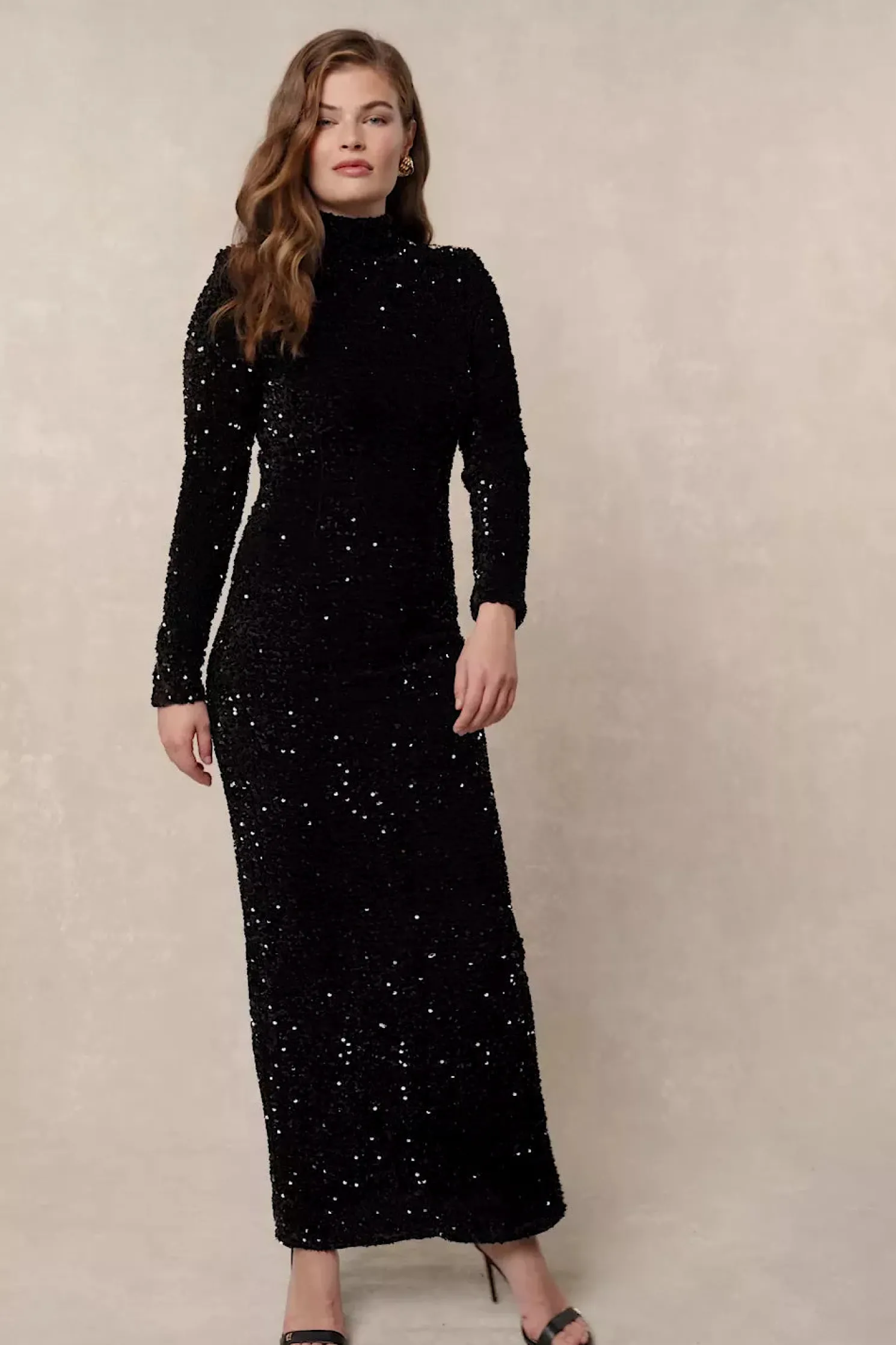 Cara Sequin Maxi Dress (Black Sequin)