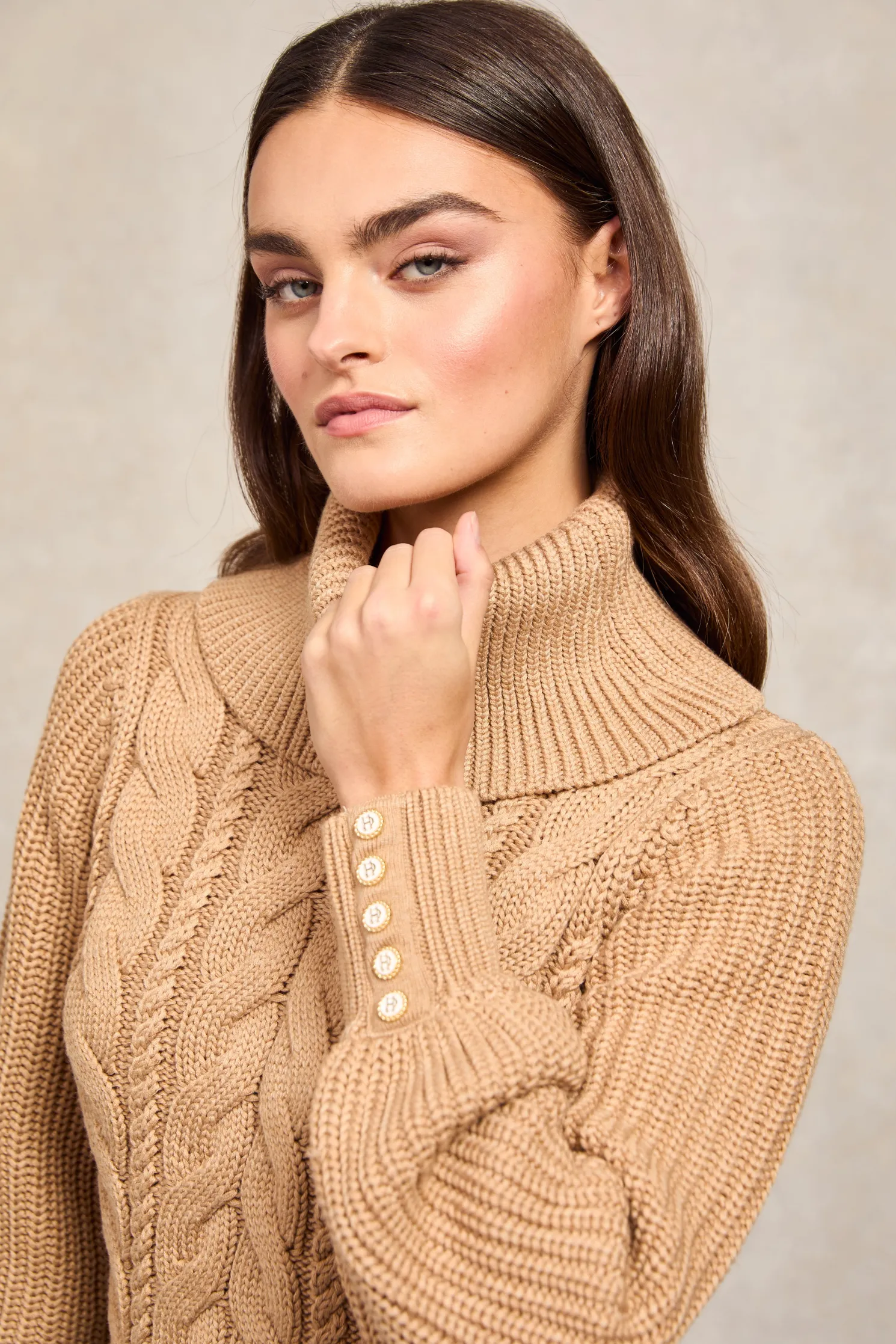 Corded Roll Neck Knit (Camel)