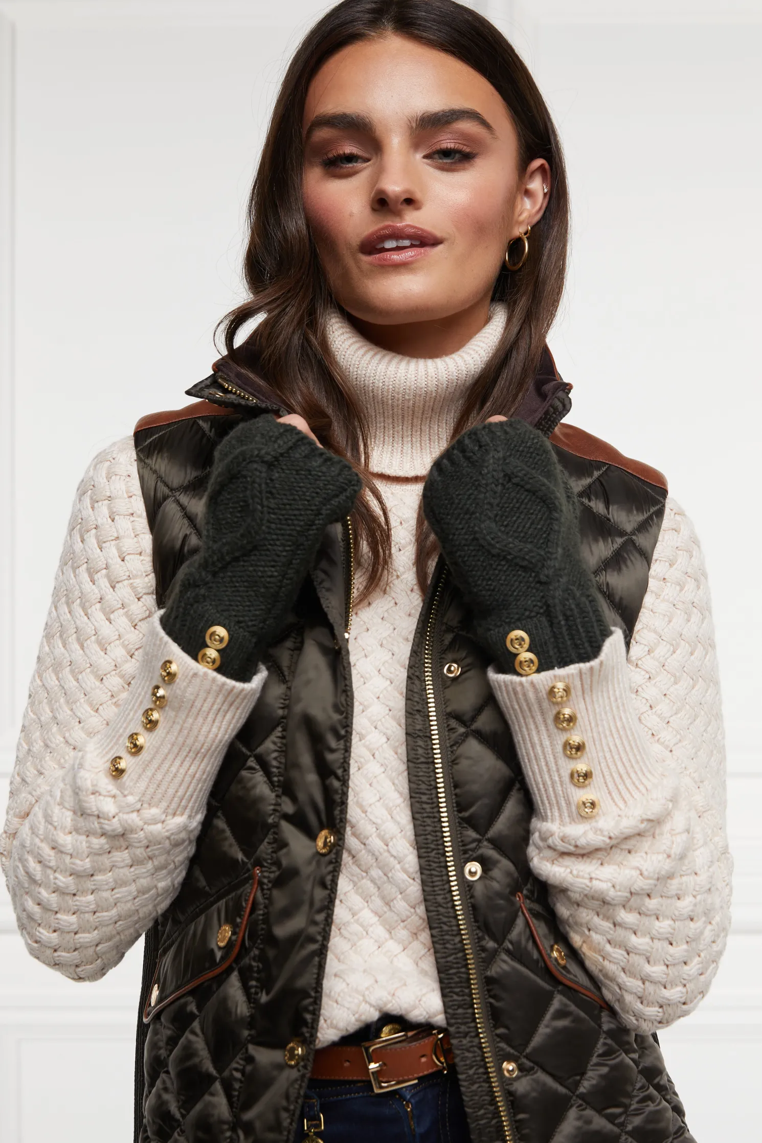 Cortina Fingerless Gloves (Fern Green)