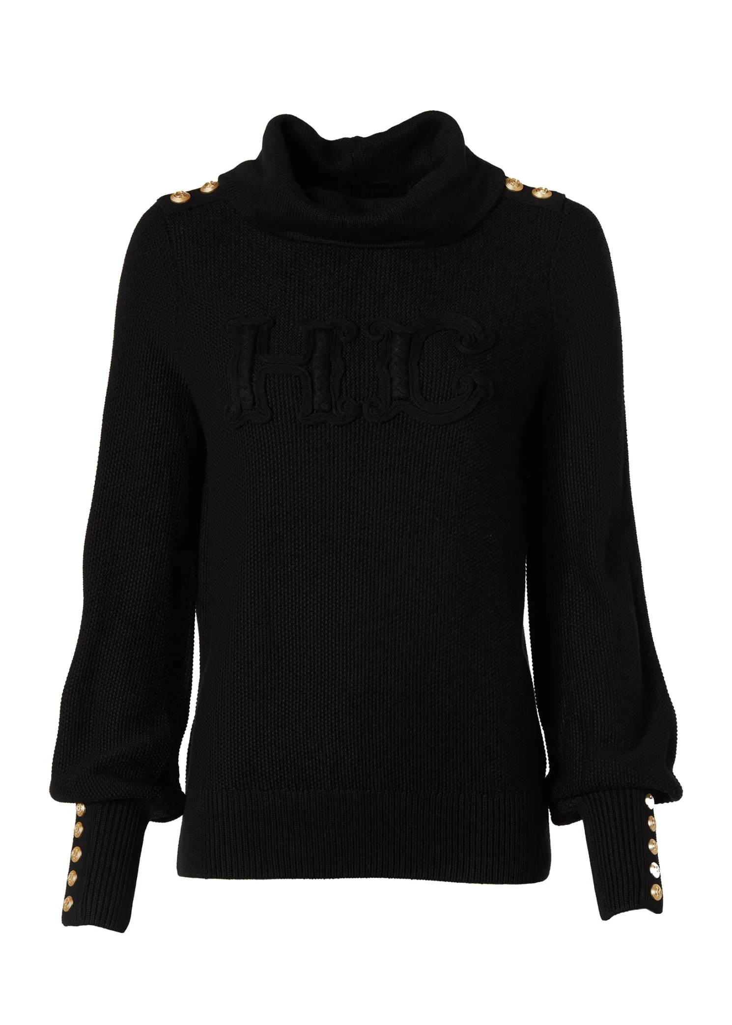 Daisy Roll Neck Knit (Black)