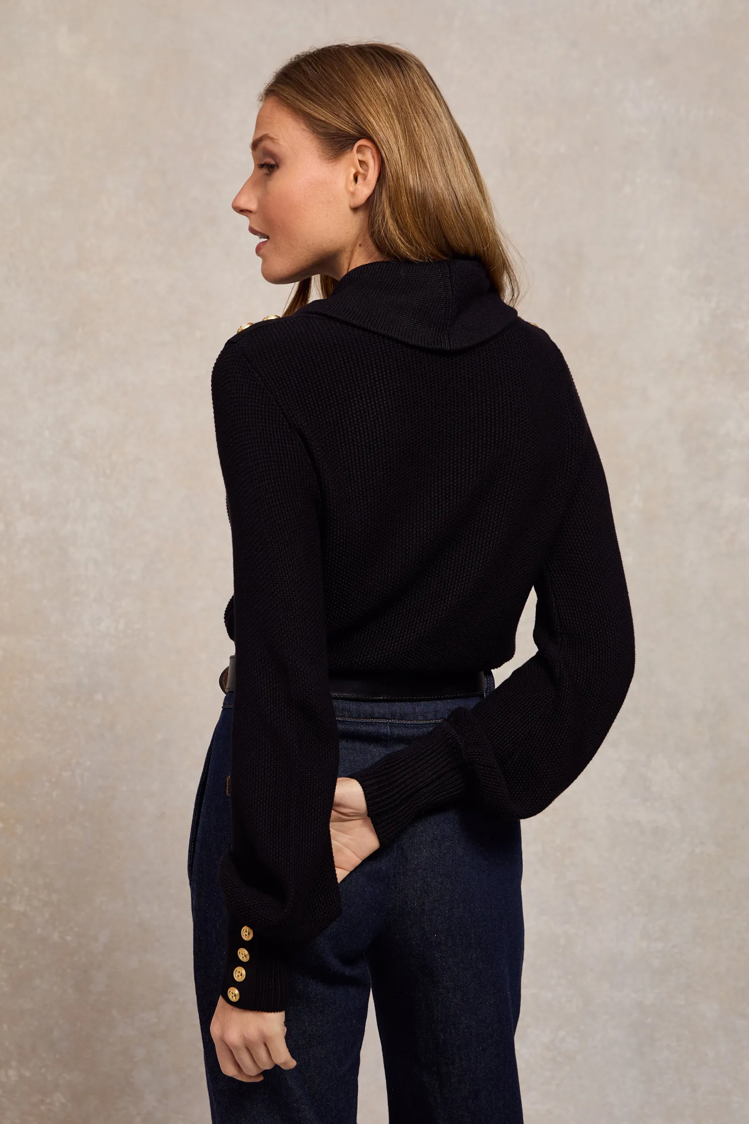 Daisy Roll Neck Knit (Black)