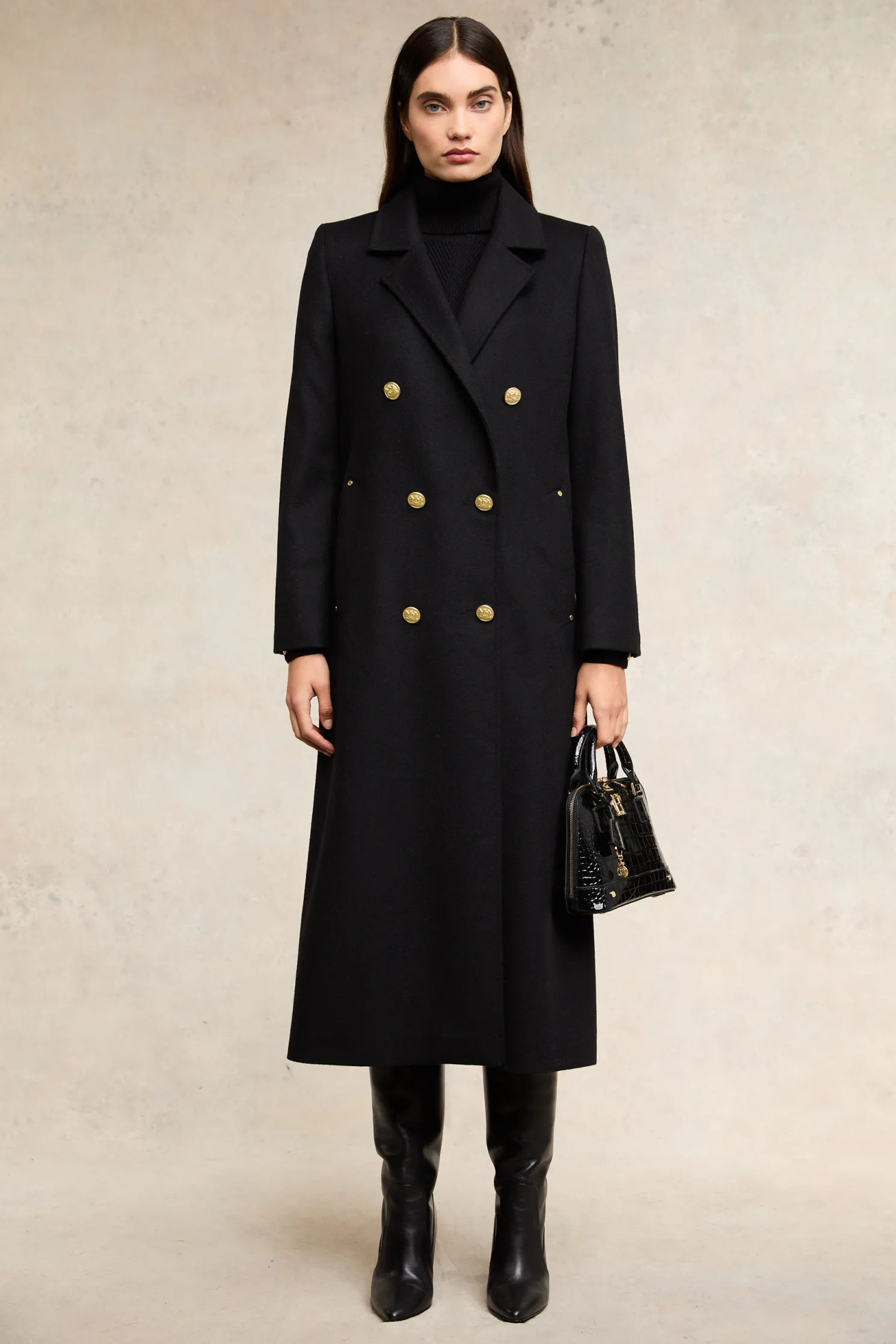 Double Breasted Coat (Soft Black)