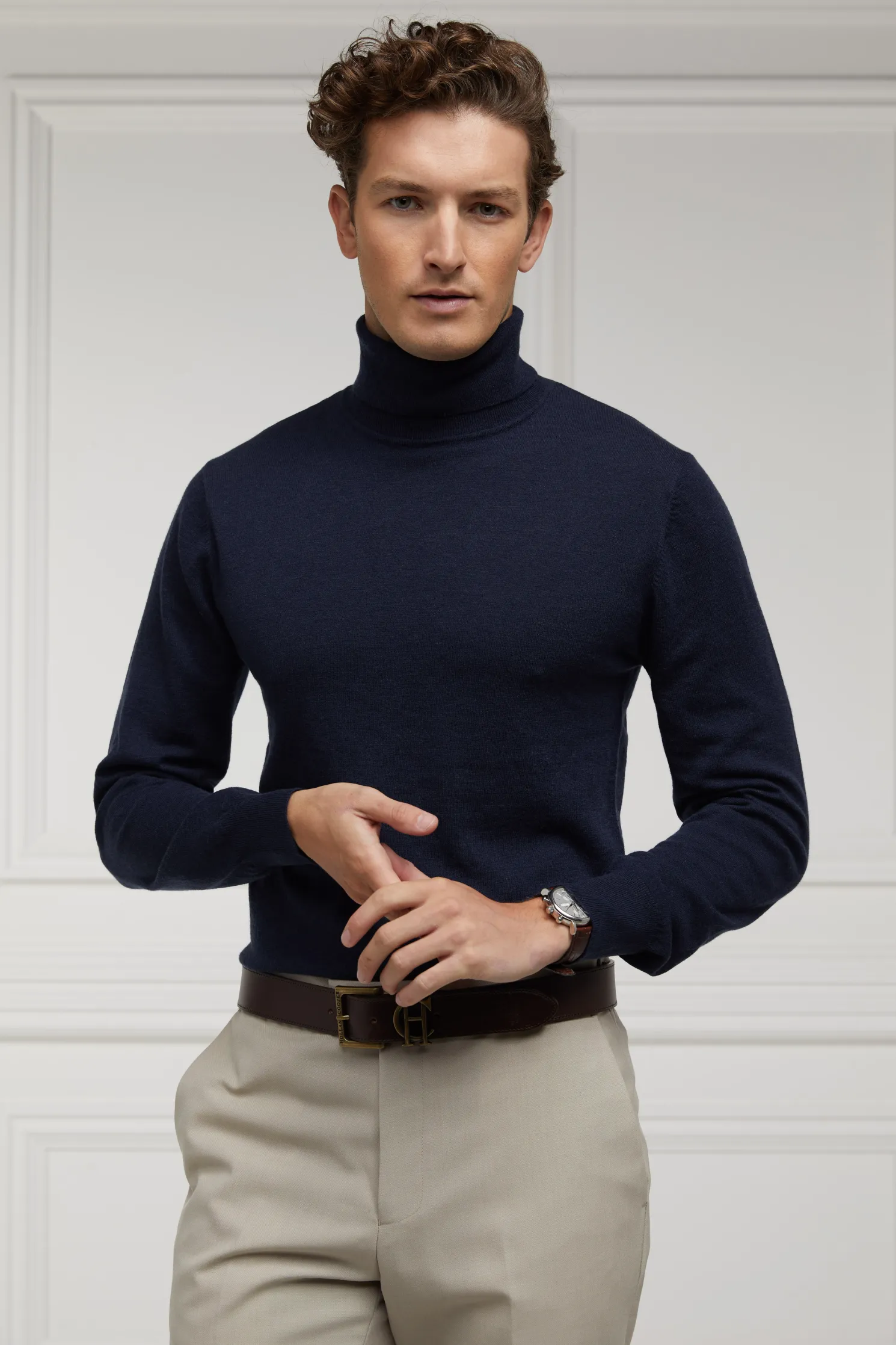 Fine Roll Neck Knit (Navy)