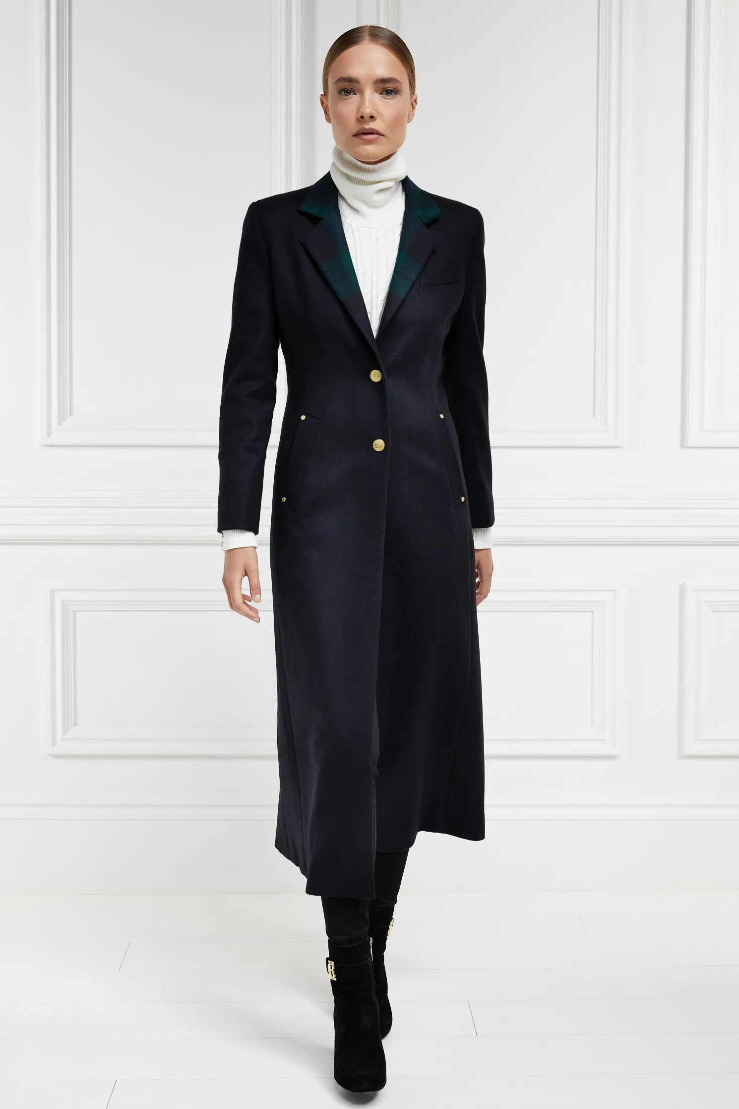 Full Length Regency Coat (Soft Navy Blackwatch)
