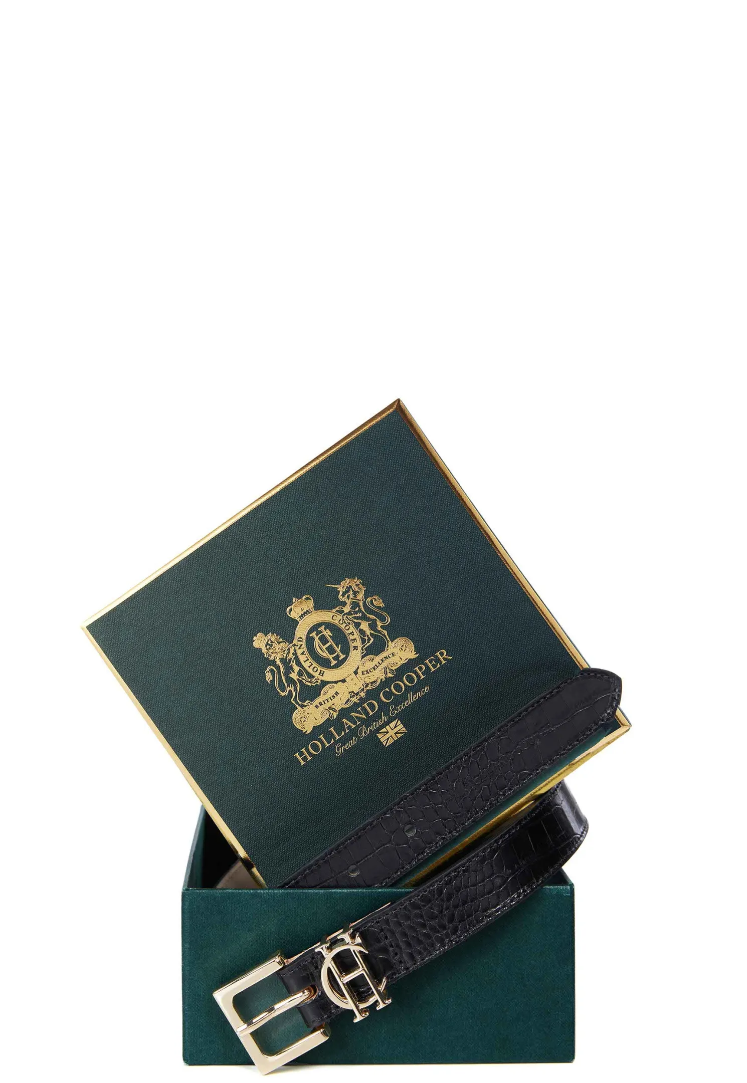 HC Slim Logo Belt (Black Croc)