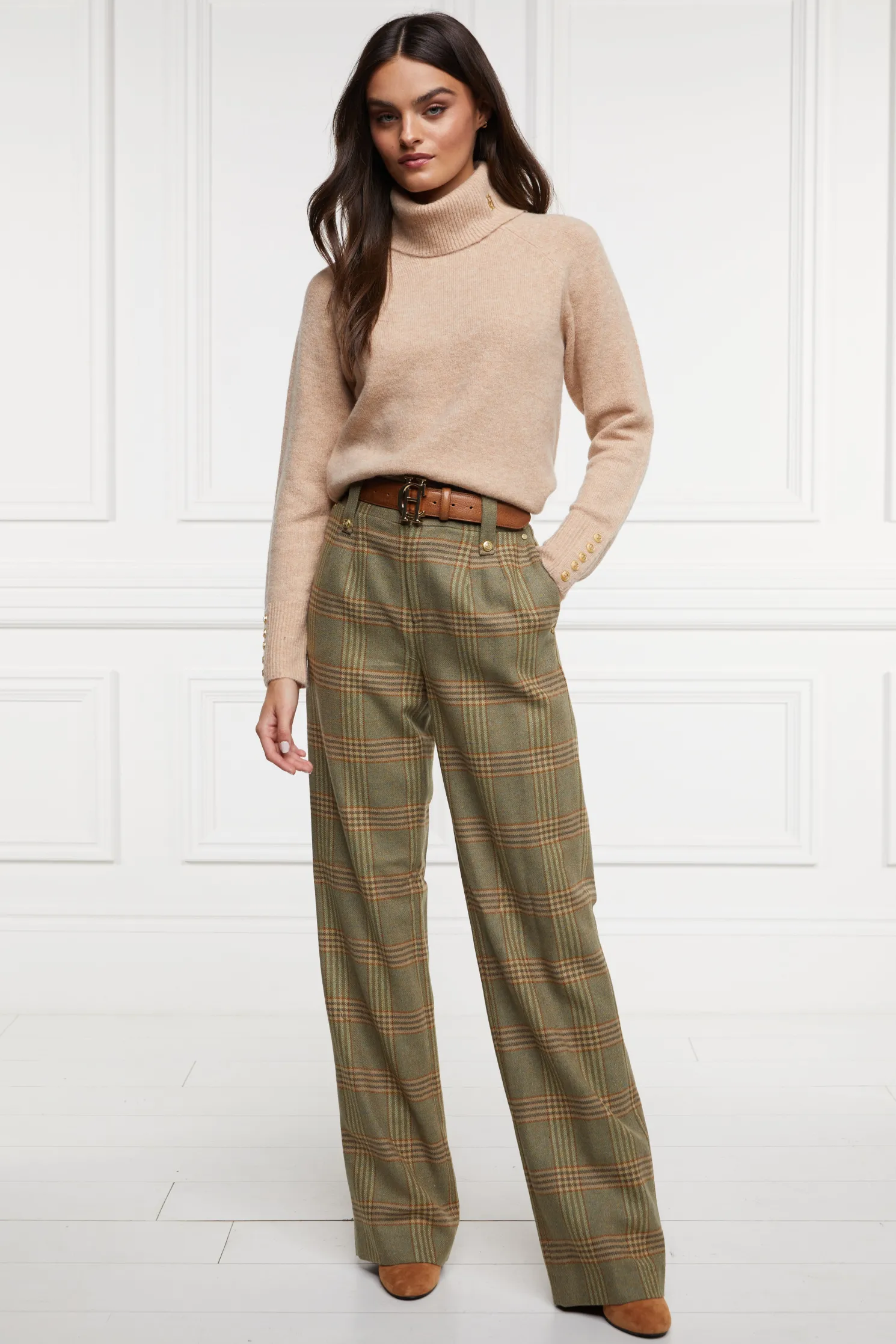 High Waisted Straight Trouser (Leveret)