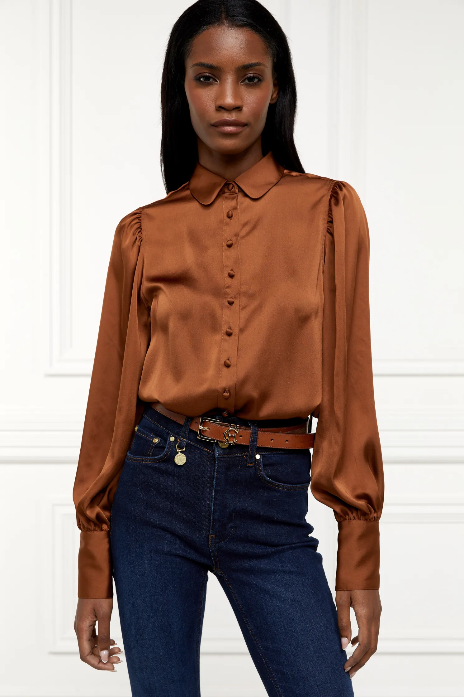 Isla Satin Shirt (Copper)