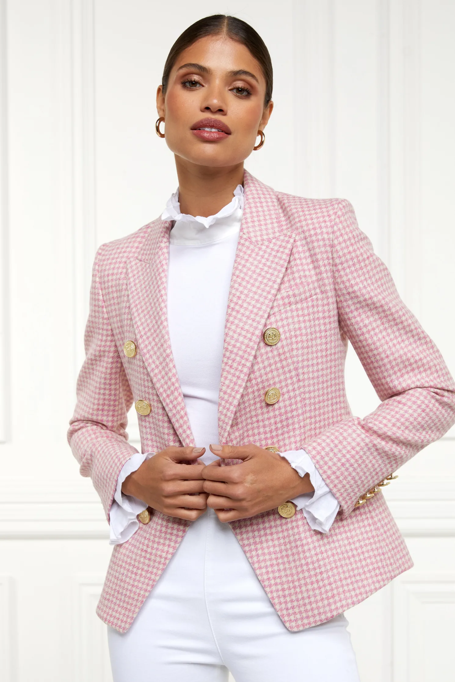 Knightsbridge Blazer (Light Pink Puppytooth)