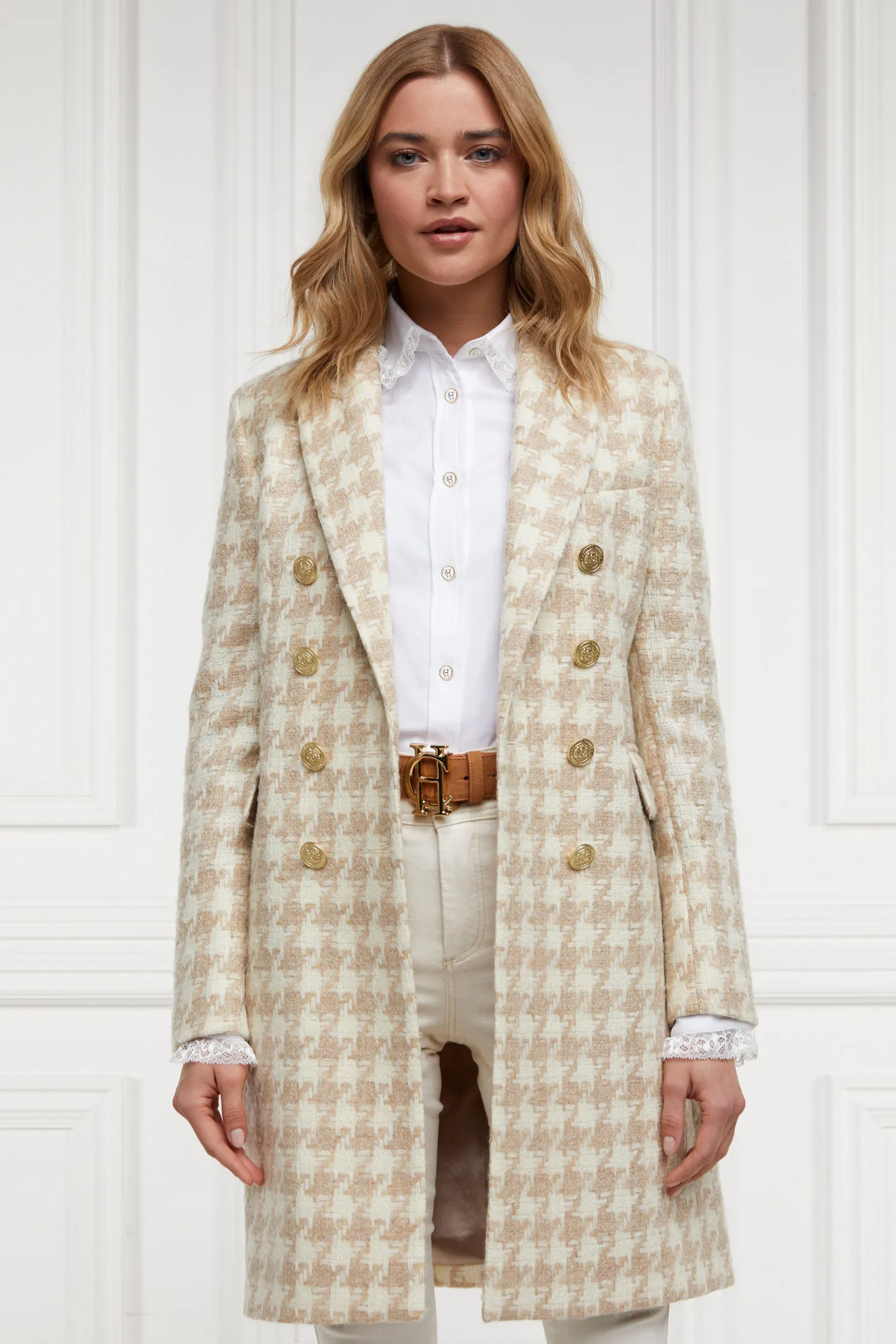 Knightsbridge Coat (Camel Houndstooth)