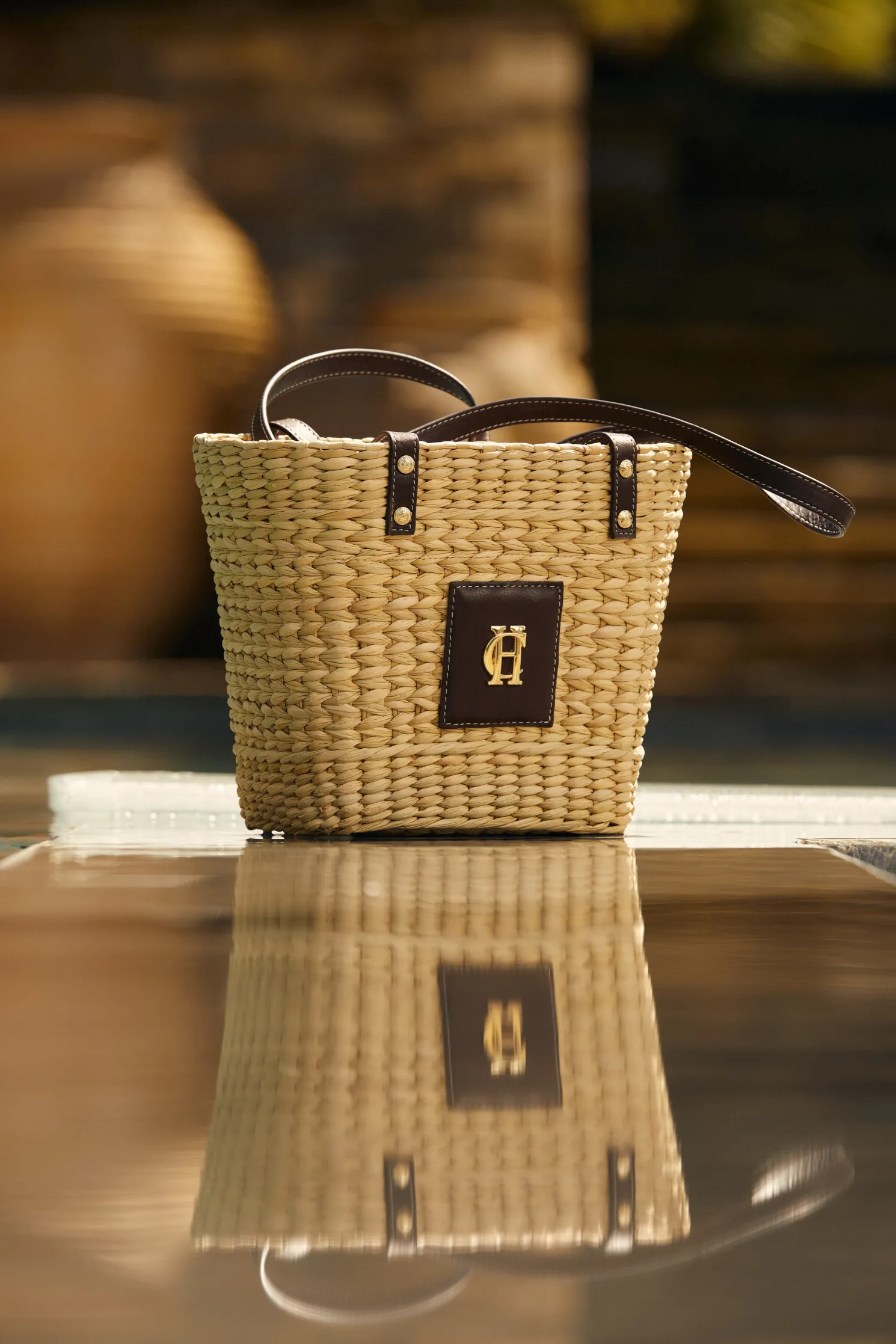 Mini Paloma Straw Tote (Chocolate)