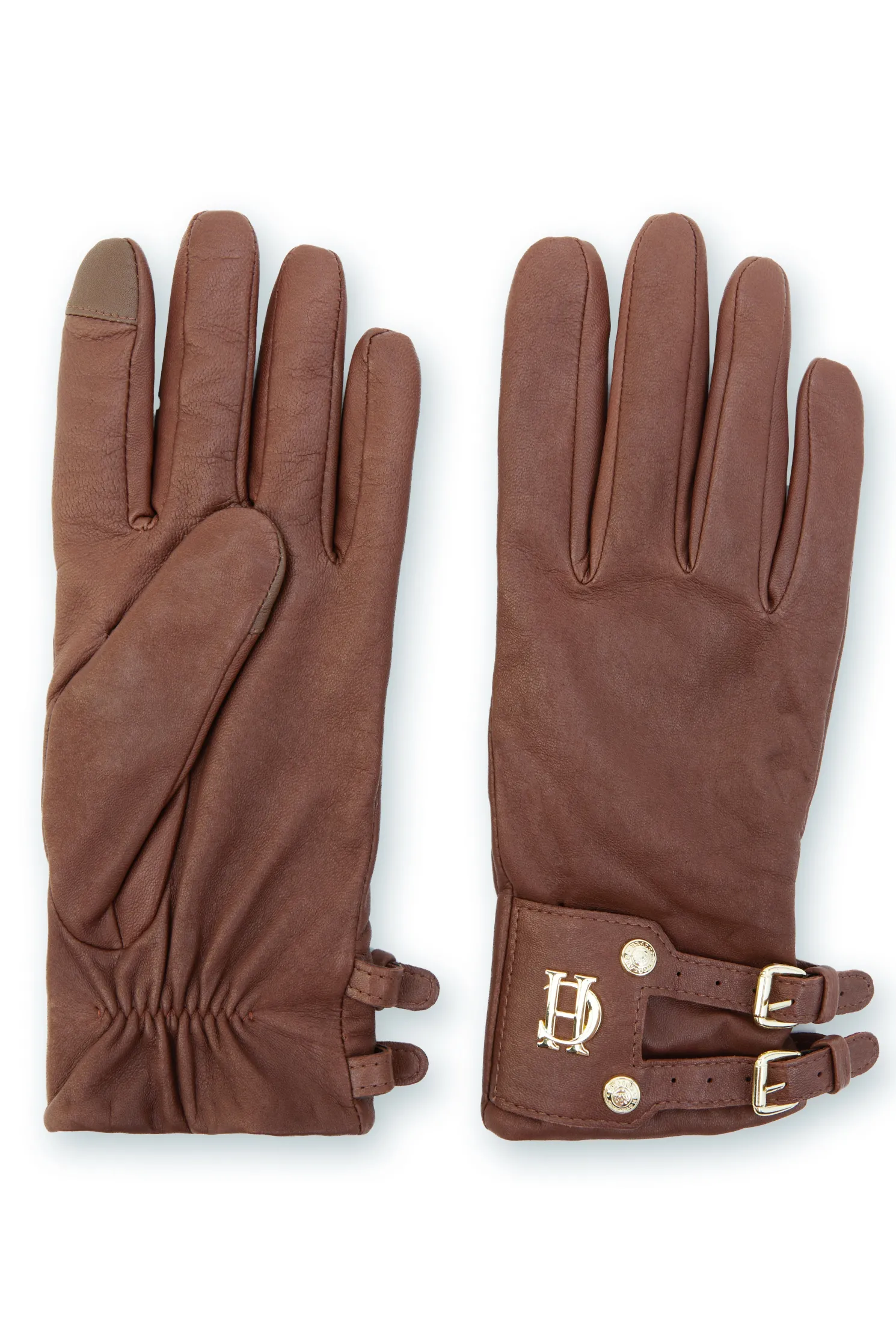Monogram Leather Gloves (Tan)