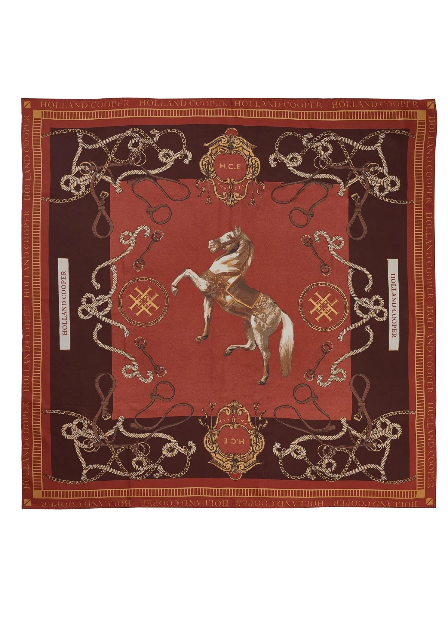 Regal Horse Silk Scarf (Caramel)