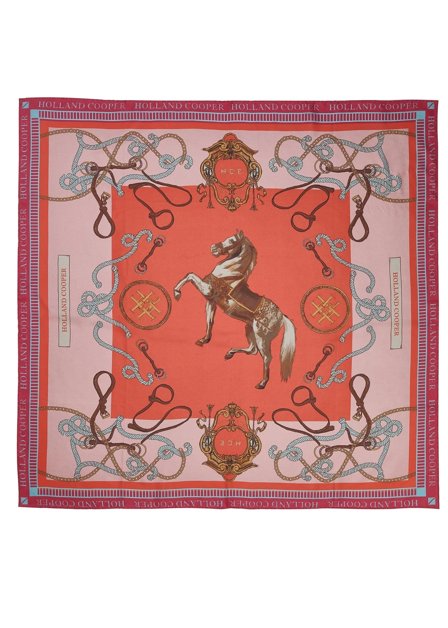 Regal Horse Silk Scarf (Coral)