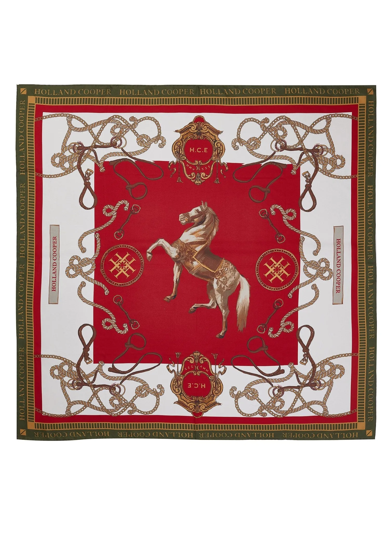Regal Horse Silk Scarf (Racing Green Heritage Red)