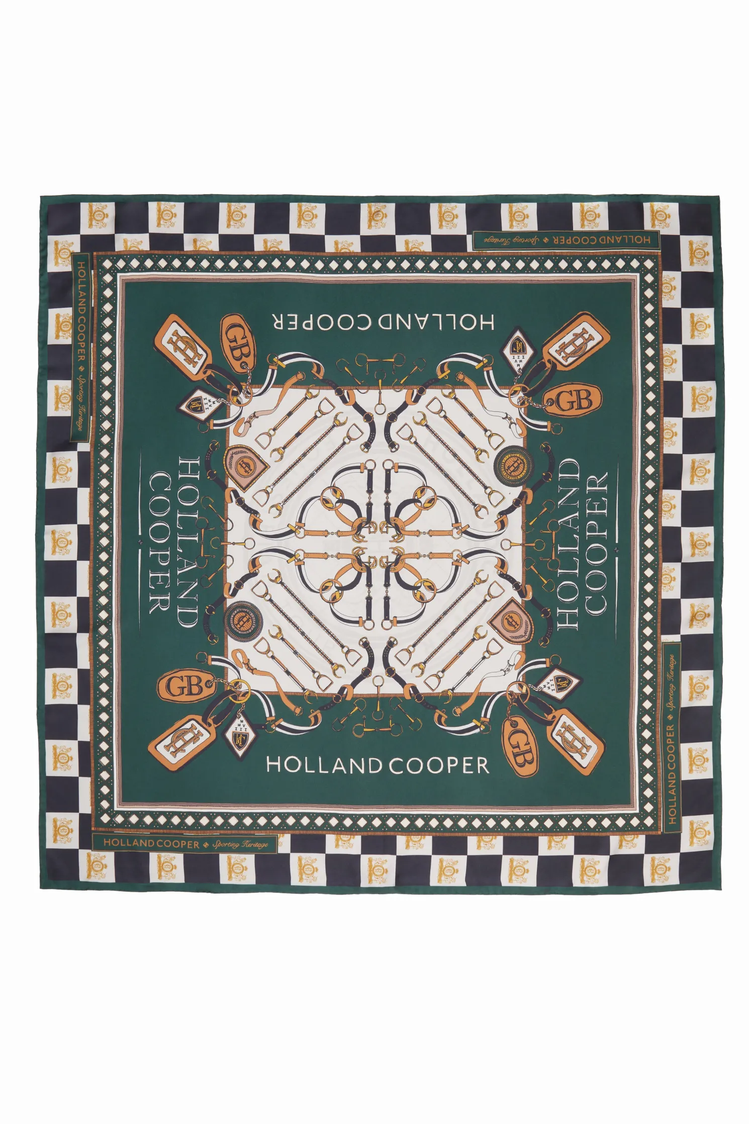 Stirrup Silk Scarf (Black Emerald)
